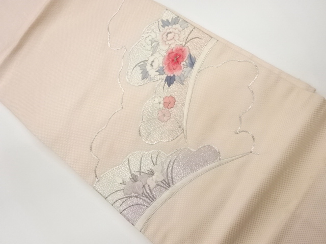 JAPANESE KIMONO / VINTAGE NAGOYA OBI / EMBROIDERY / FLOWER & CLOUD